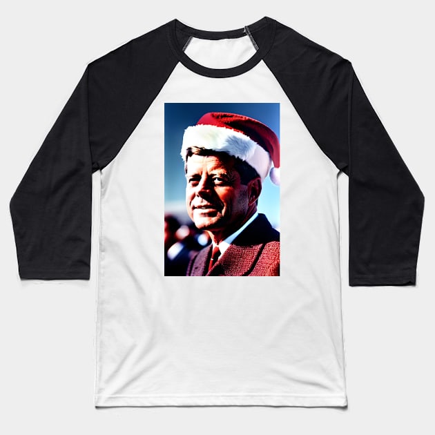 Santa JFK (Celebrity Christmas) Baseball T-Shirt by robsteadman